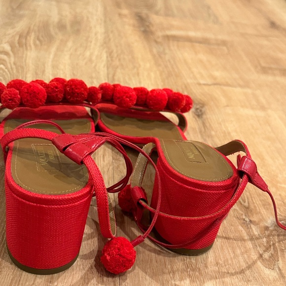 Aquazurra Pom Pom Block Heels with wrap closure - Picture 14 of 14